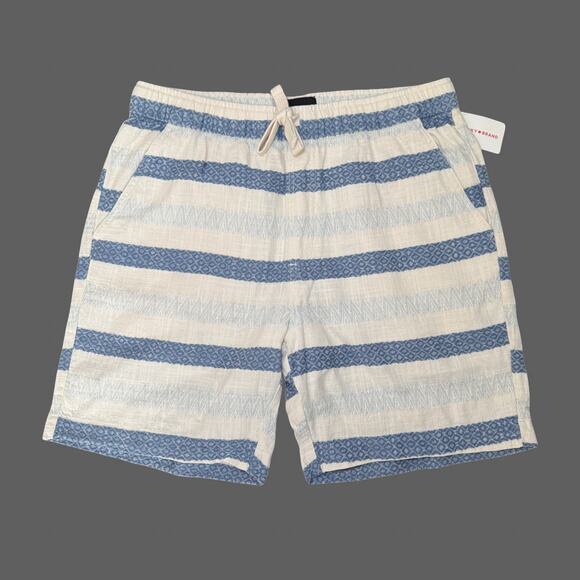Lucky Brand Dobby Stripe Cotton Drawstring Shorts Size M NWT Blue Multi Stripe - Picture 3 of 11